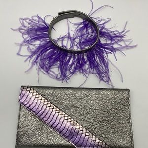 Leather & Feather Choker | Leather Python Clutch